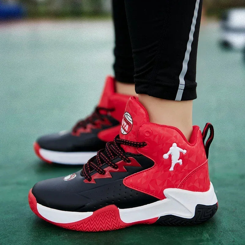 Kids Basketball Shoes Breathable Non Slip Lace Up Training Sneakers