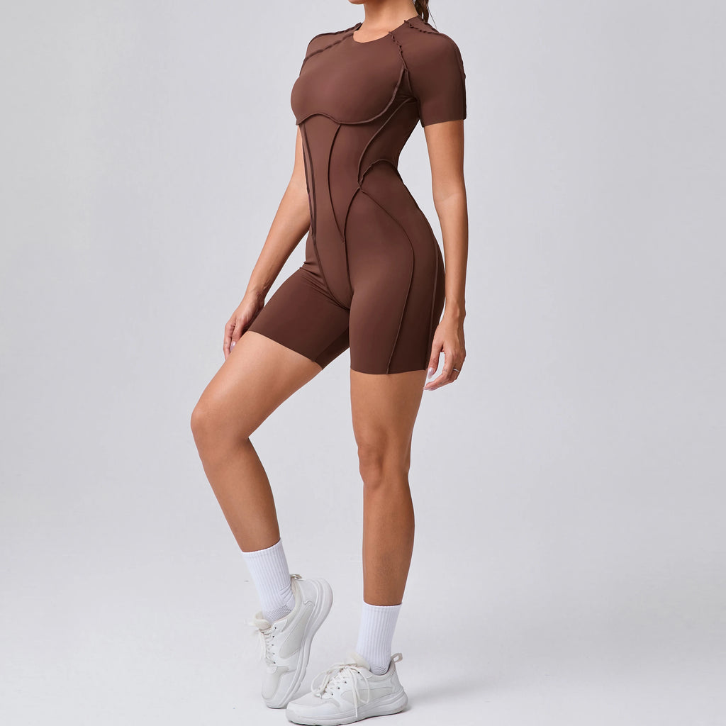Women Backless Gym Jumpsuit Scrunch Yoga Sports Romper Fitness Outfit