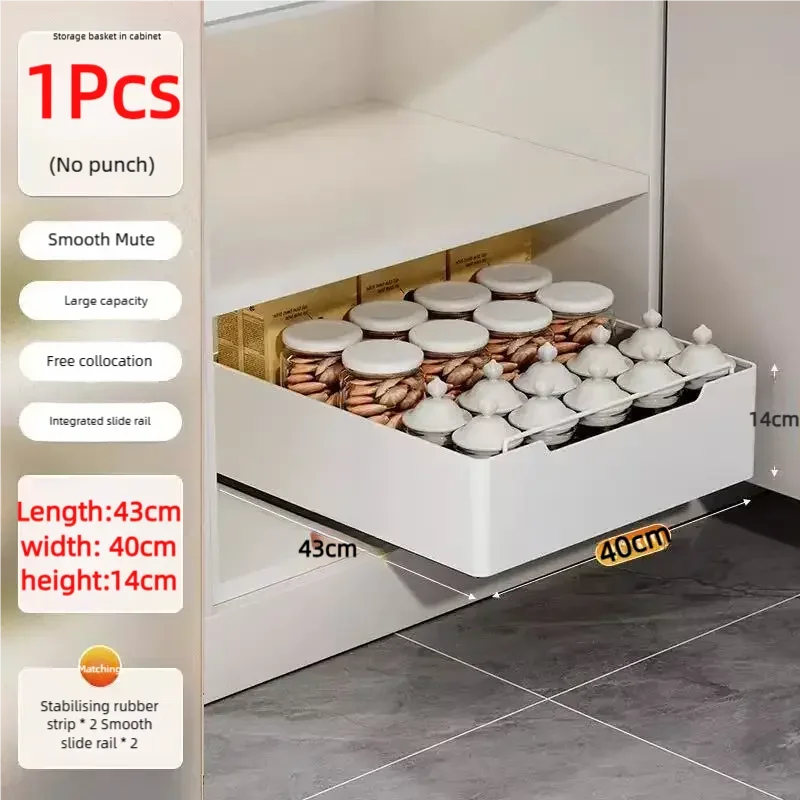 Pull Out Kitchen Storage Rack Sliding Drawer Spice Organizer Shelf Cabinet Tray
