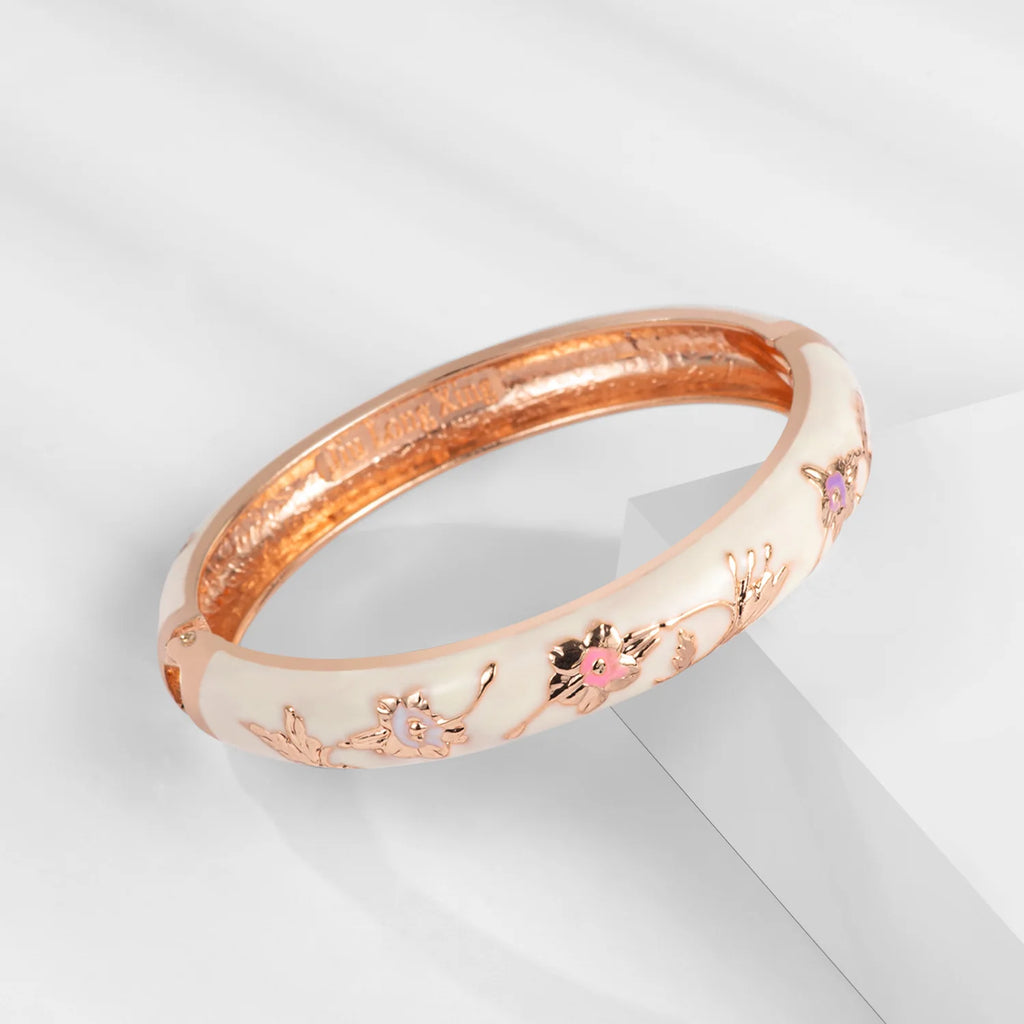 Women Double Enamel Bangle Set Cloisonne Metal Bracelet