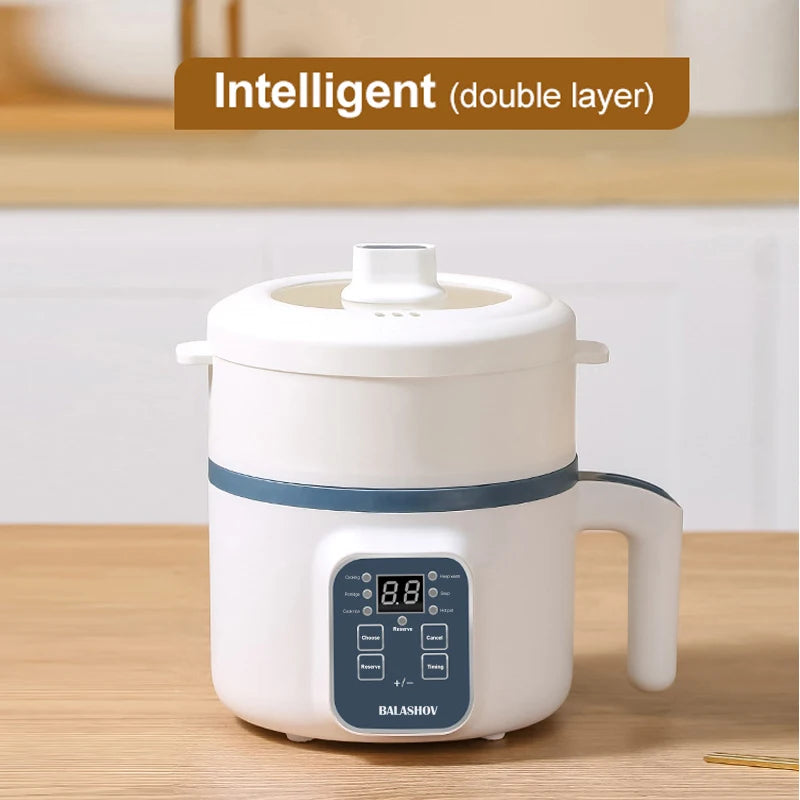 1.7L Electric Rice Cooker Non-Stick Multi Cooker Double Layer Steamer Home Use