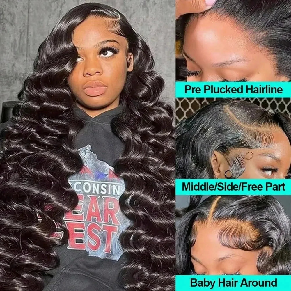 Loose Deep Wave Human Hair Wig – HD Lace Front Glueless Wig Natural Hairline