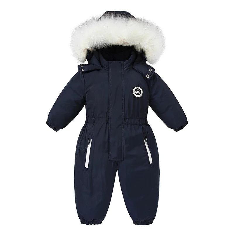 Kids Winter Ski Suit Waterproof Velvet Snowsuit for Boys Girls