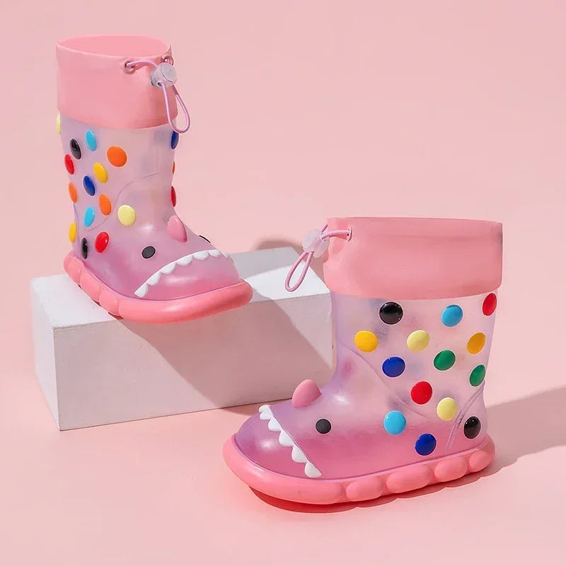 Kids Cartoon Rain Boots Waterproof Non Slip PVC Shoes for Boys Girls