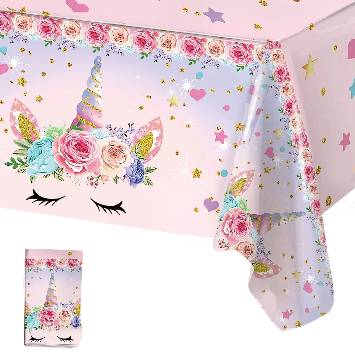 Rainbow Unicorn Tablecloth Birthday Party Decorations Waterproof PE Table Cover Kids Unicorn Theme Party Supplies