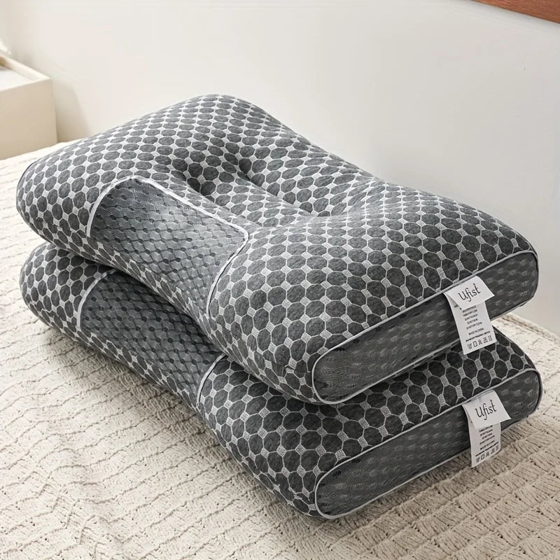 2pcs Ergonomic Neck Support Pillows Adjustable Orthopedic Contour Sleeping Pillow
