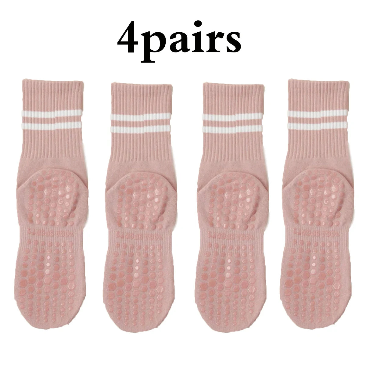Women Pilates Yoga Grip Socks Non Slip Barre Socks 4 Pairs Set
