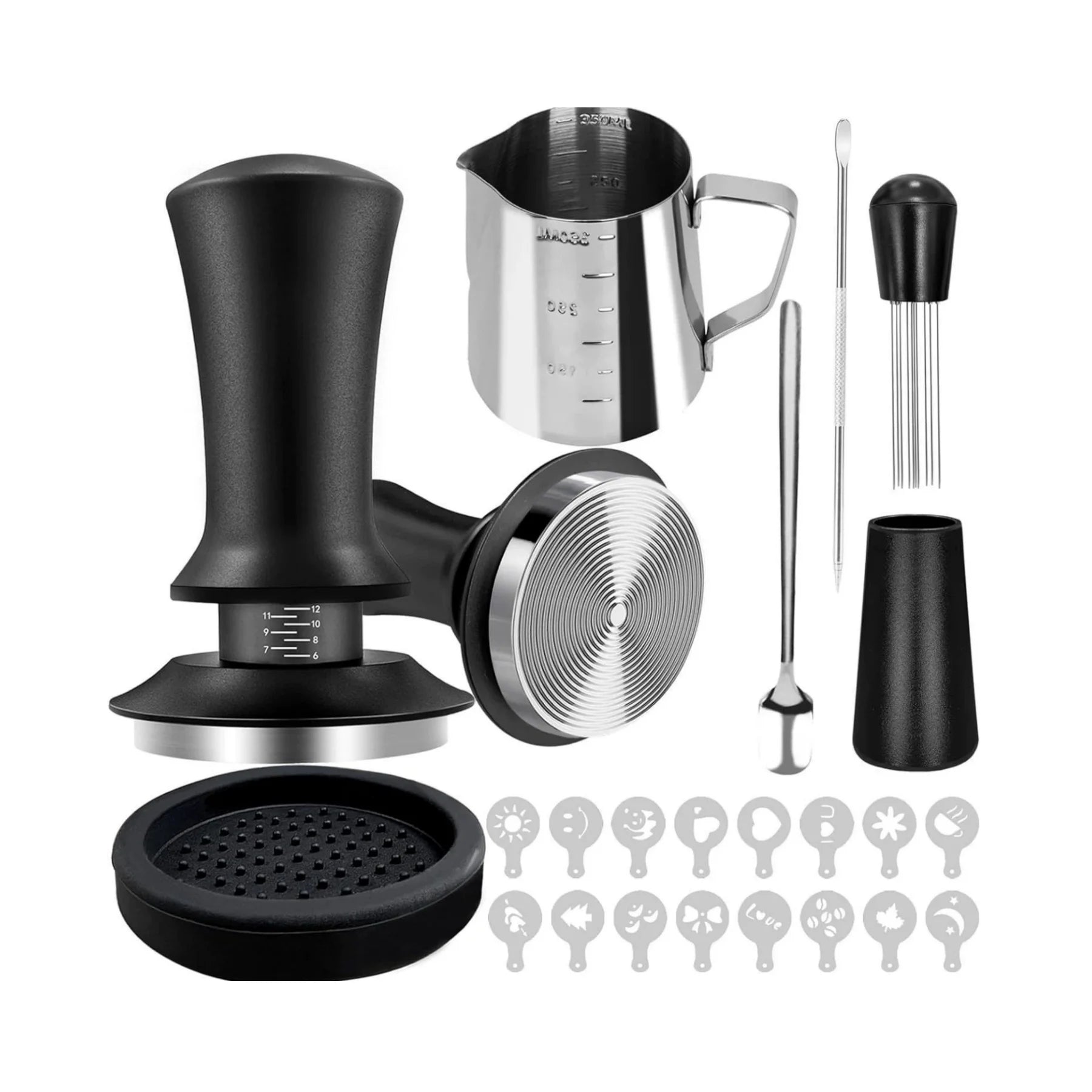 Coffee Tool Set 4 7pcs Stainless Steel Tamper Needle Ring Barista Kit