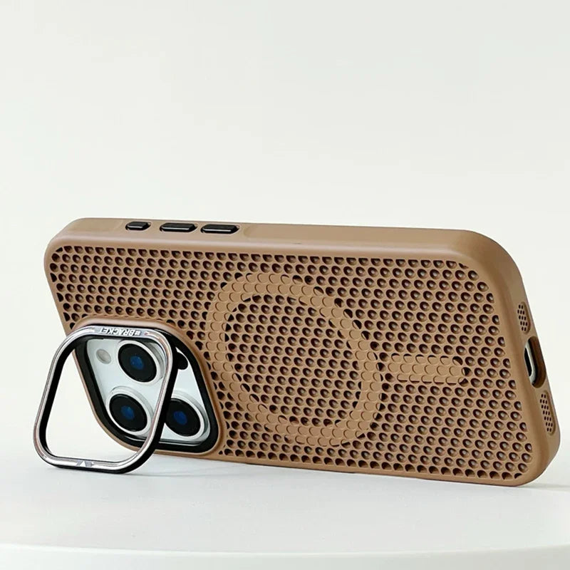 Mesh Cooling MagSafe Alloy Lens Wireless Charging iPhone Case