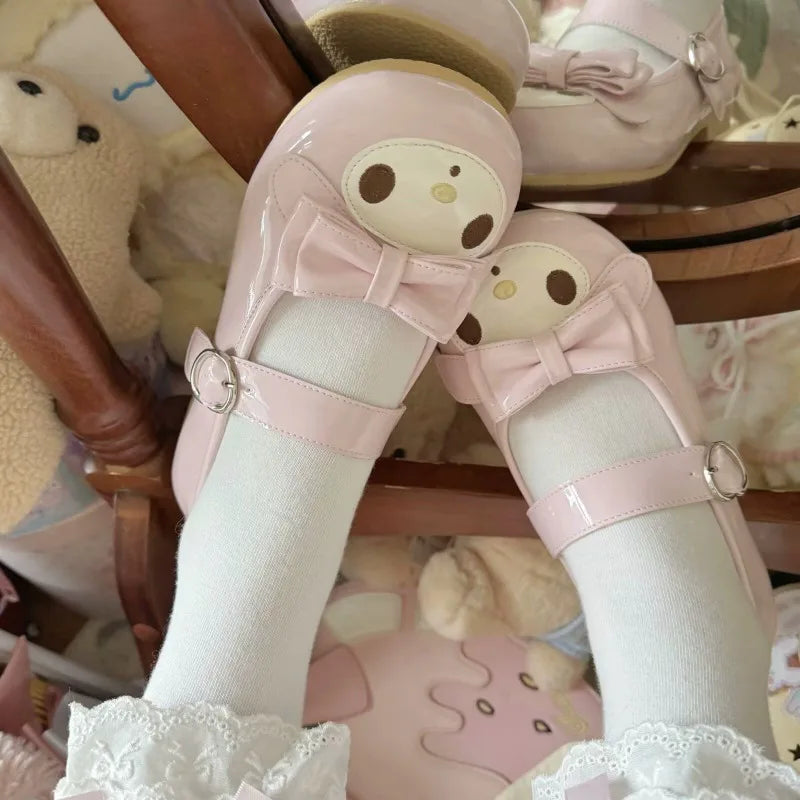 Girls Pink Kawaii Lolita Princess Shoes Round Toe Flat Shoes