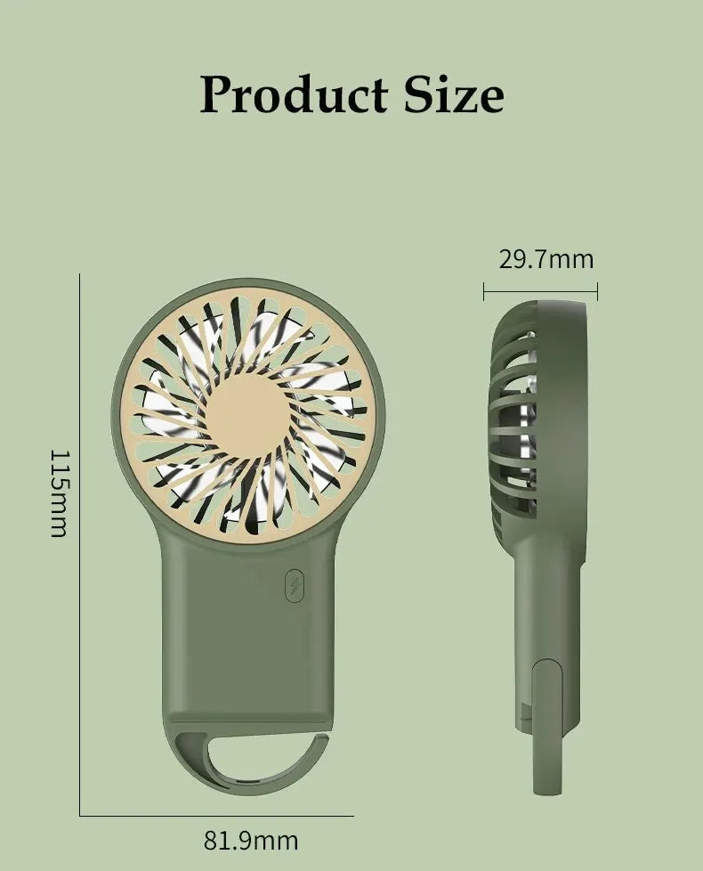 Portable USB Rechargeable Handheld Fan Mini Air Cooling Fan with Hook