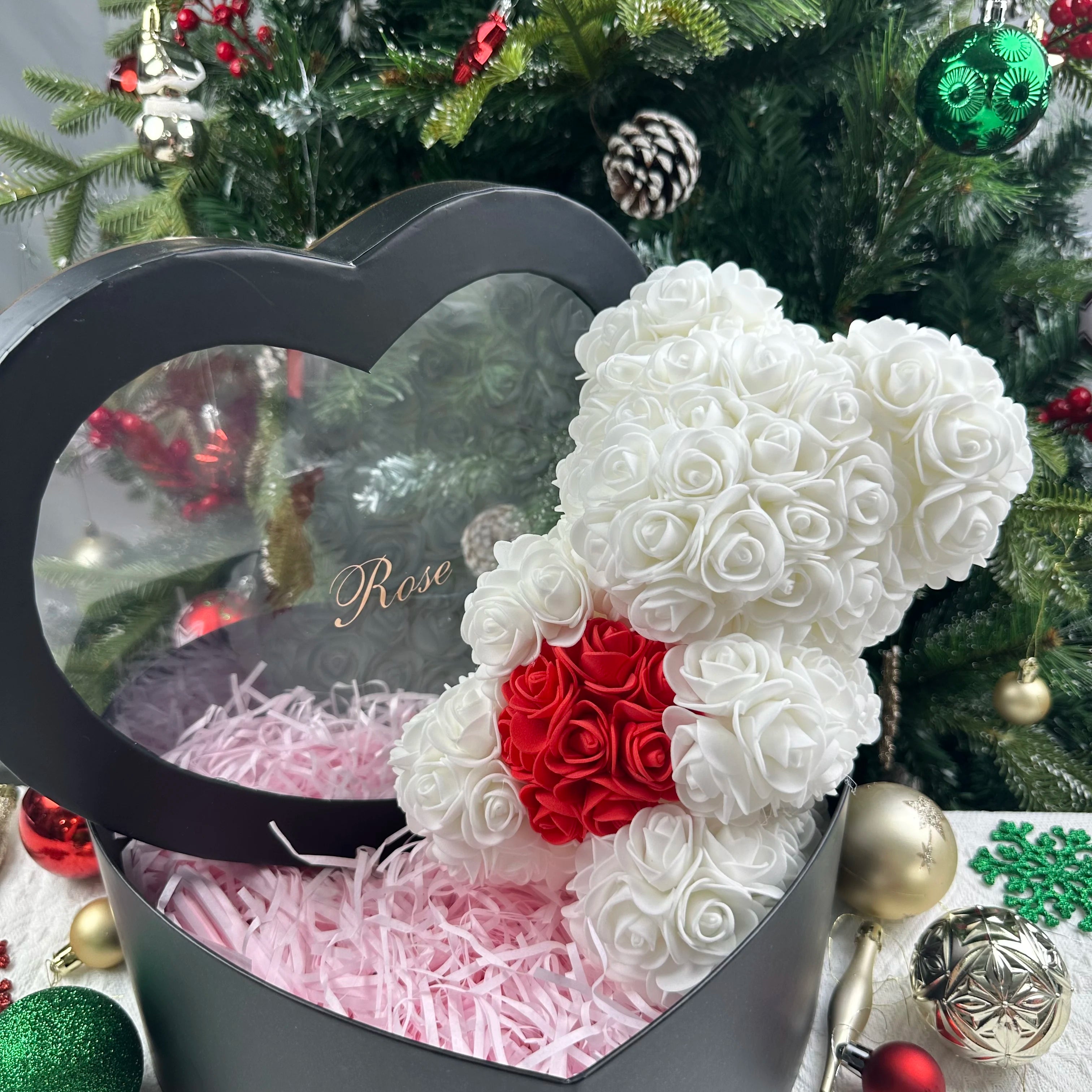 Rose Flower Teddy Bear Gift with Box for Women