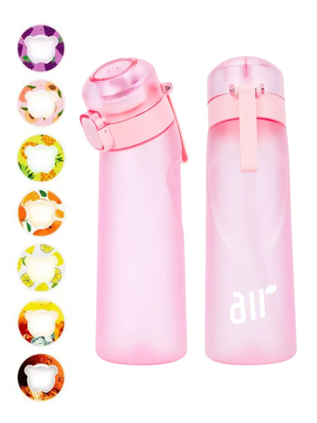 Air Water Bottle with Random Flavor Pods - Leakproof Portable Sports Bottle with Straw