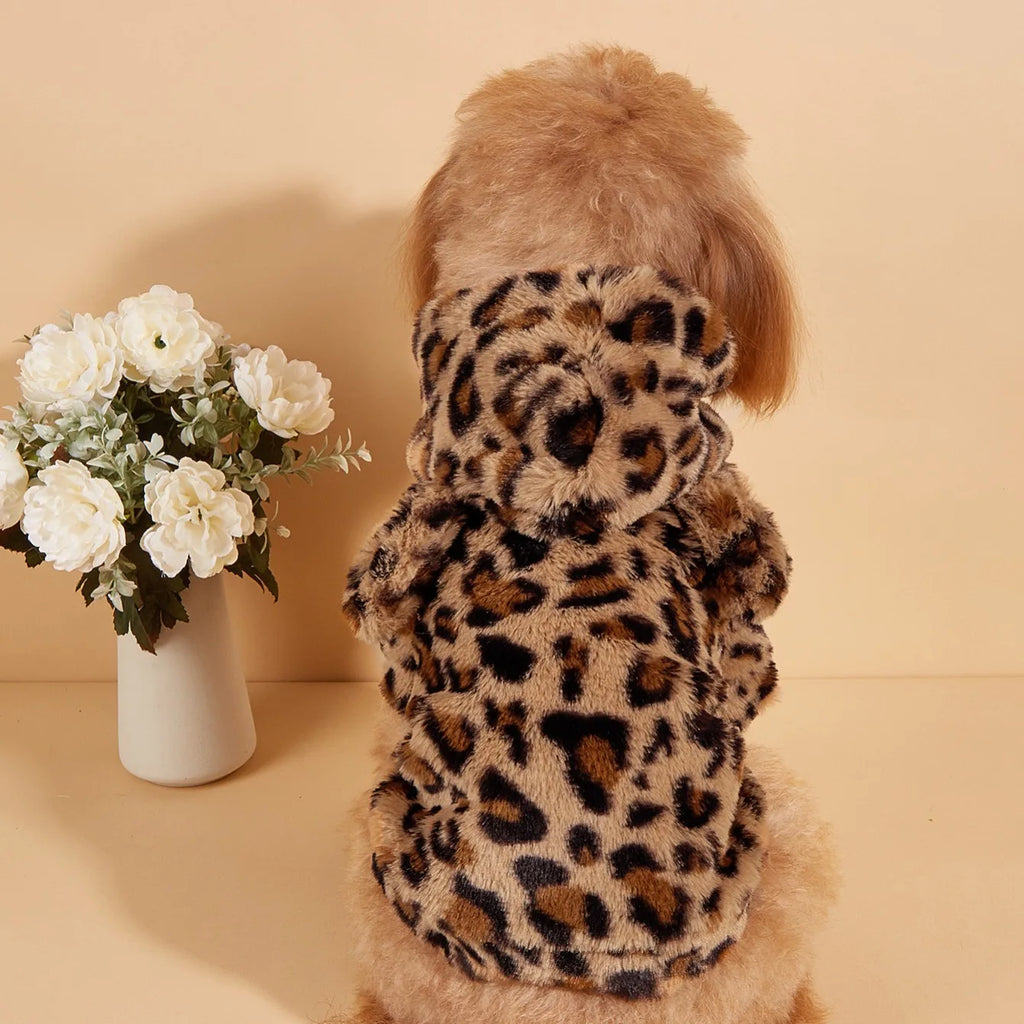 Leopard Dog Hoodie with Ears for Small Medium Dogs