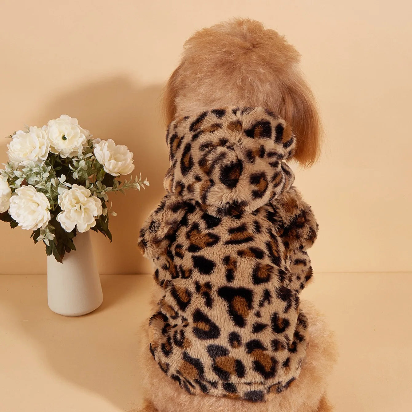 Leopard Dog Hoodie with Ears for Small Medium Dogs