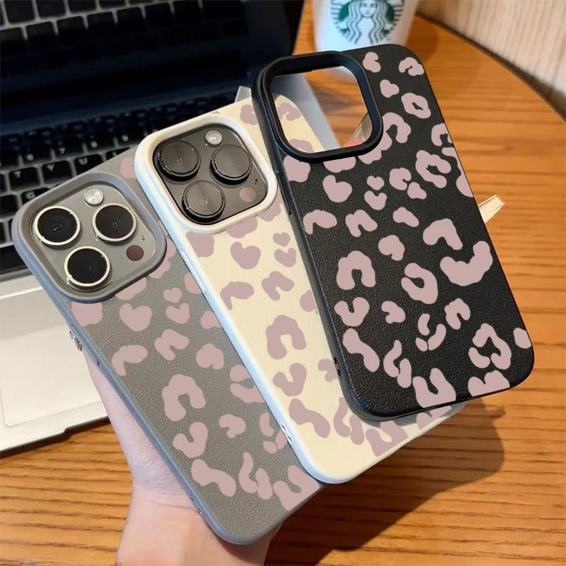 Pink Leopard Lichee Pattern Silicone iPhone Case