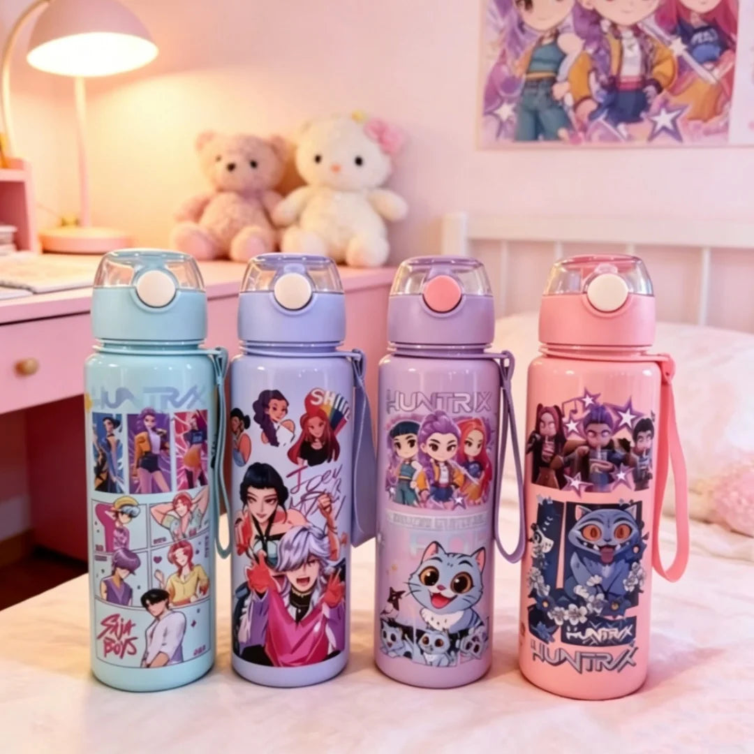 Cartoon Kids Portable Straw Water Bottle Leakproof Cute Summer Sports Cup