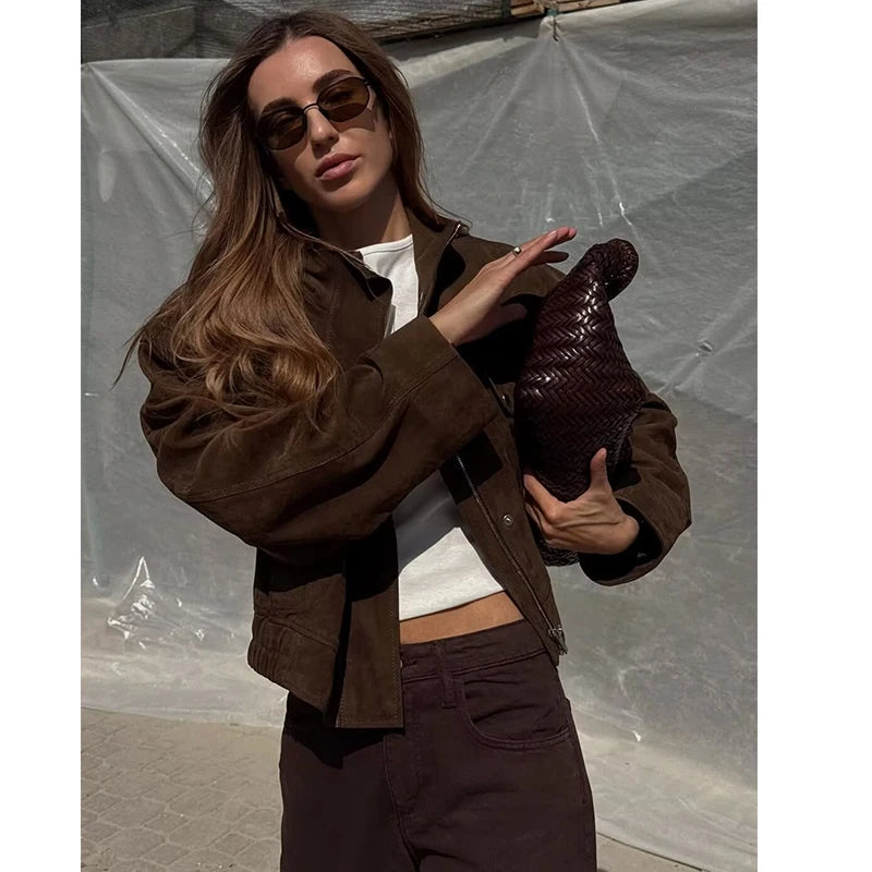 Women Loose Fit Autumn Jacket Big Pocket Warm Street Chic Fashion Coat