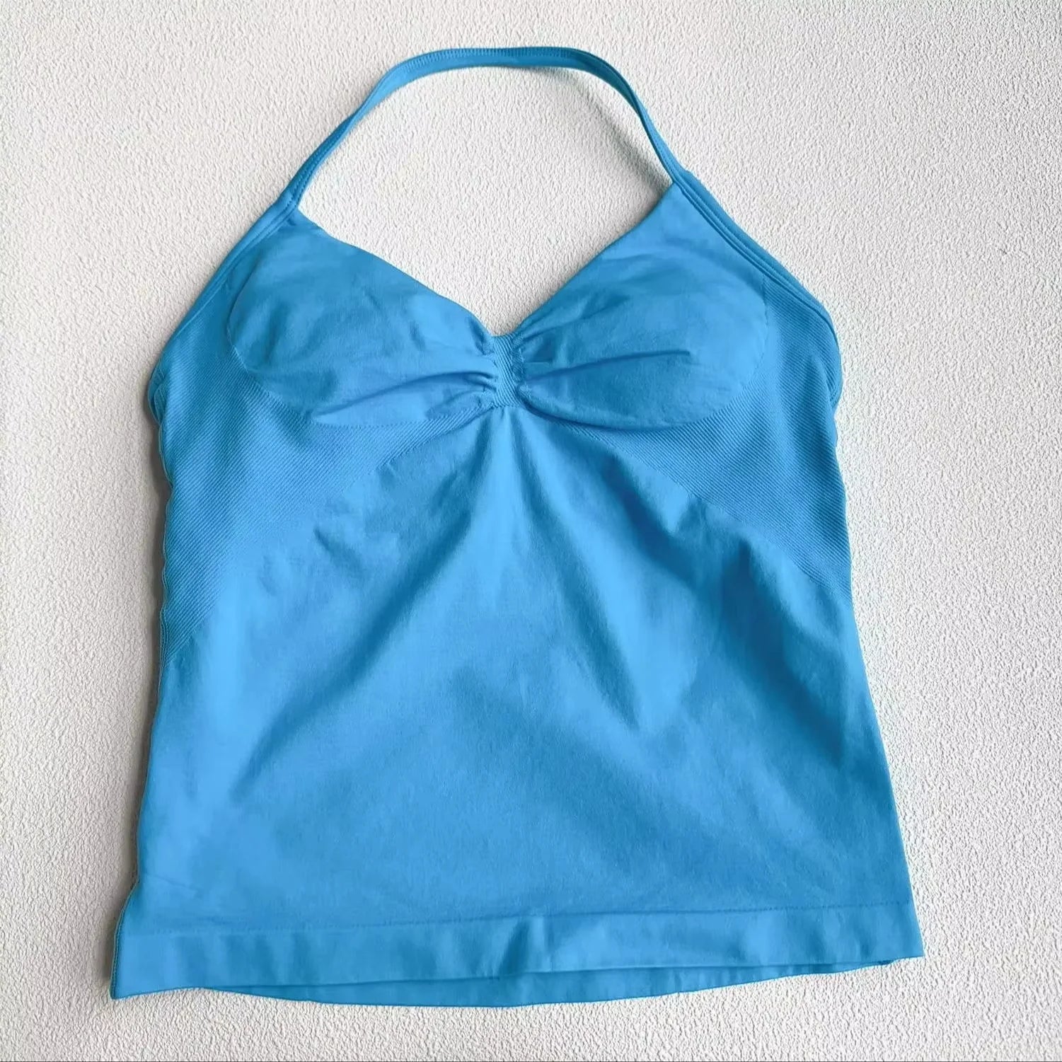 Longline Halter Yoga Tank Top Women Padded Strappy Gym Workout Sportswear
