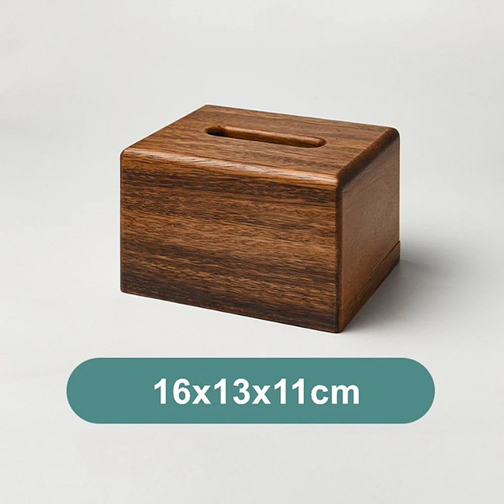 Black Walnut Wooden Tissue Box Holder Dining Table Paper Dispenser Container