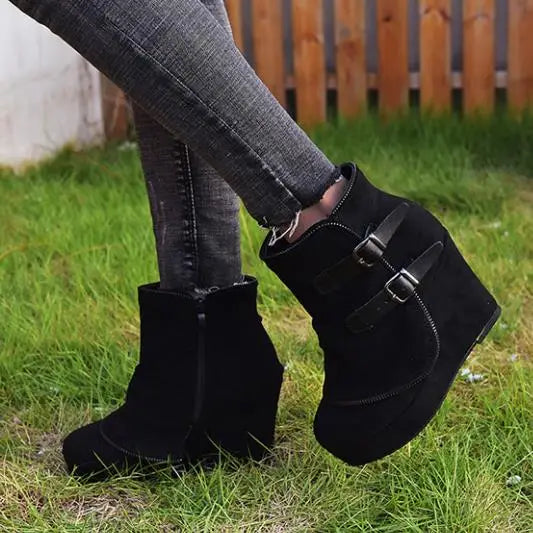 Women Chunky Ankle Boots Retro Handmade Warm Winter Boots Fashion Mom Boots
