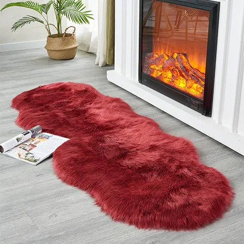 White Faux Fur Area Rug Shaggy Plush Bedroom Floor Mat