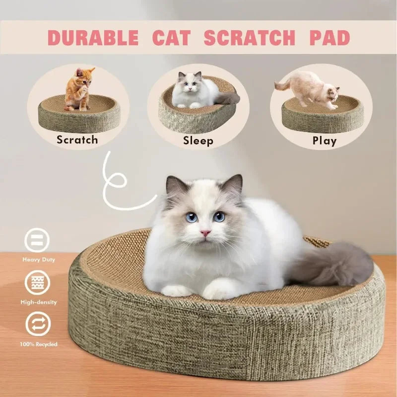 2 in 1 Cat Scratching Board Oval Sisal Wear Resistant Cat Bed Toy