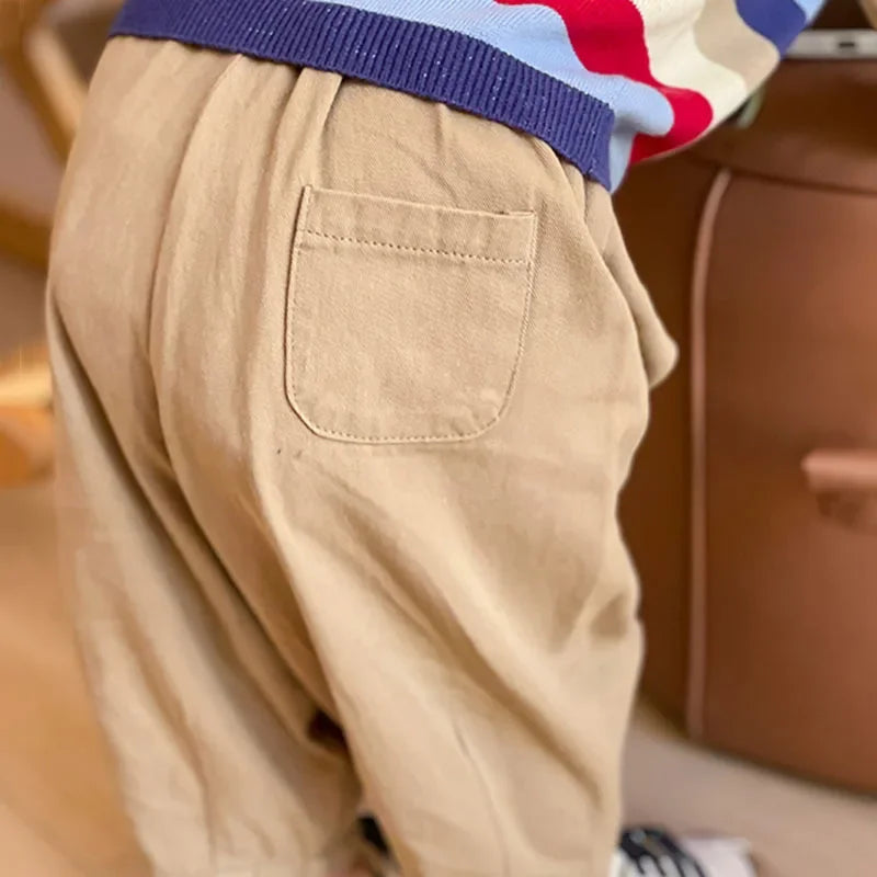 Kids Casual Pocket Pants Loose Ankle Trousers for Boys Girls