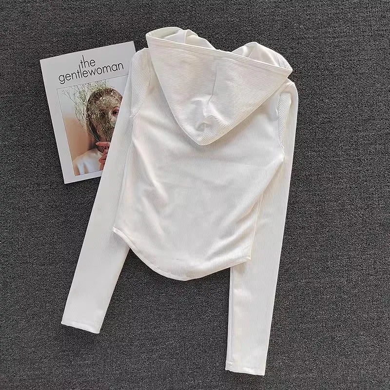Women’s Hooded Quick Dry Sports Jacket Long Sleeve Running Yoga Cardigan
