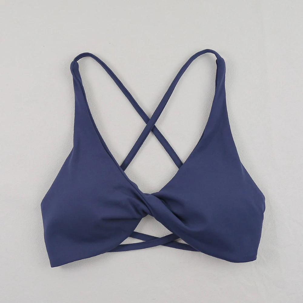Women Strappy Cross Back Sports Bra Seamless Yoga Gym Fitness Top