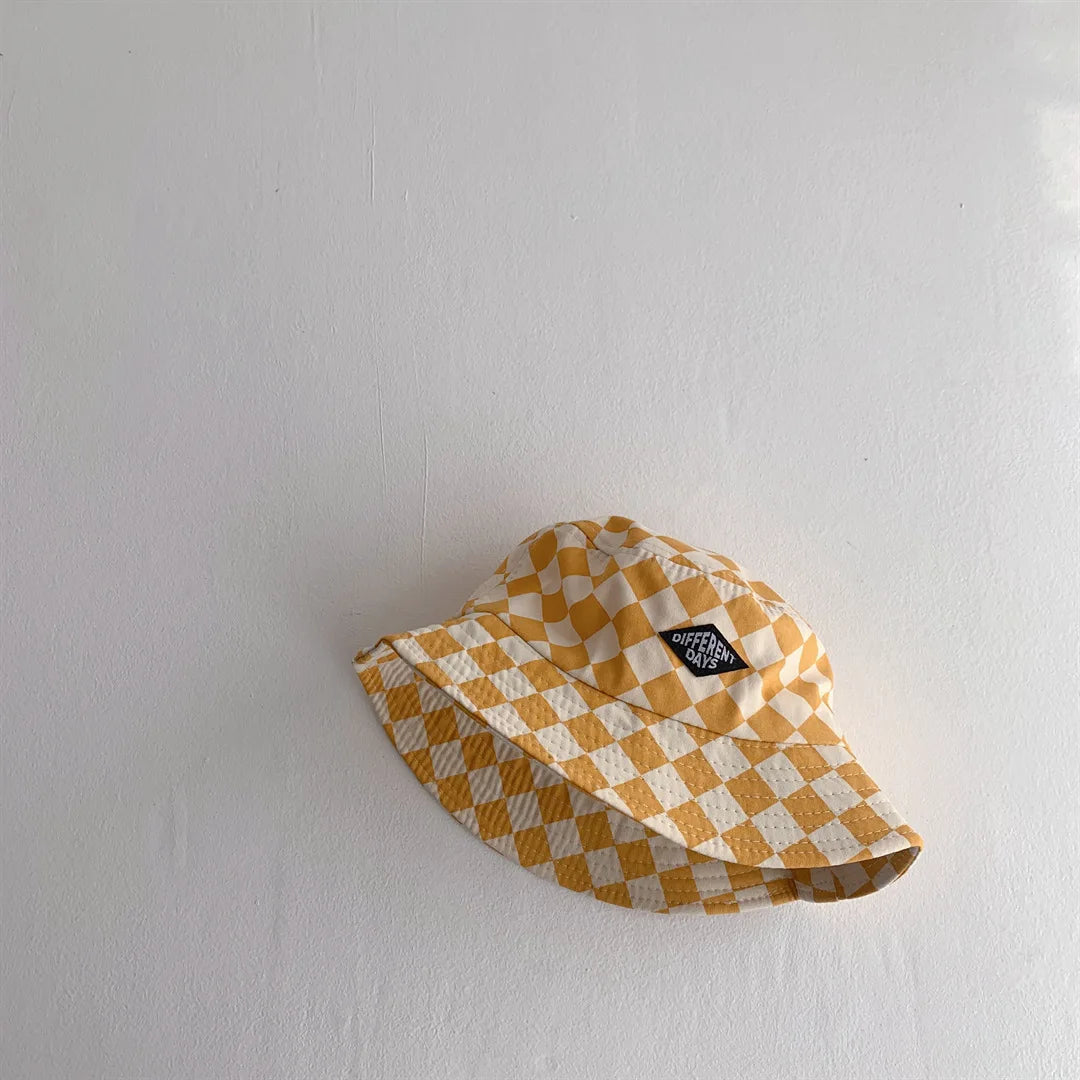 Kids Checkerboard Bucket Hat Cute Plaid Sun Hat for Boys & Girls
