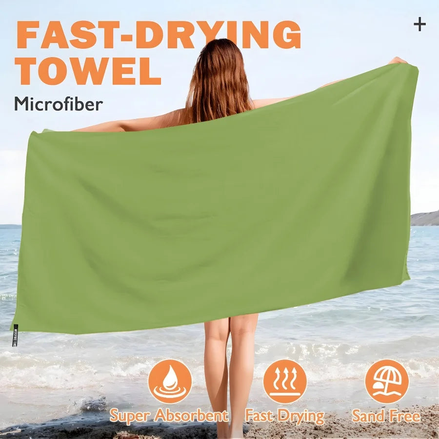 Oversized Microfiber Beach Towel Quick Dry Sand Free Soft Absorbent Towel