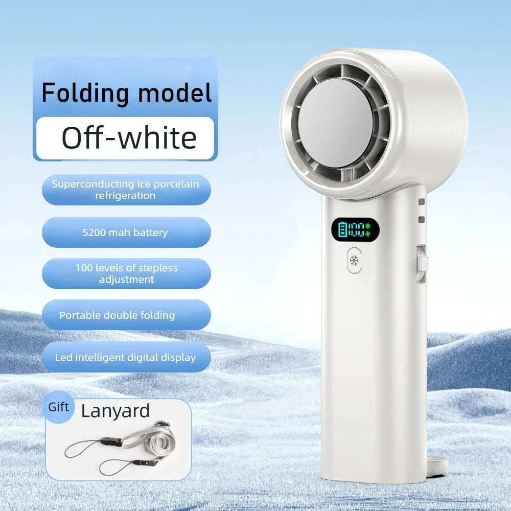 Portable Ice Cooling Fan – USB Rechargeable Handheld Mini