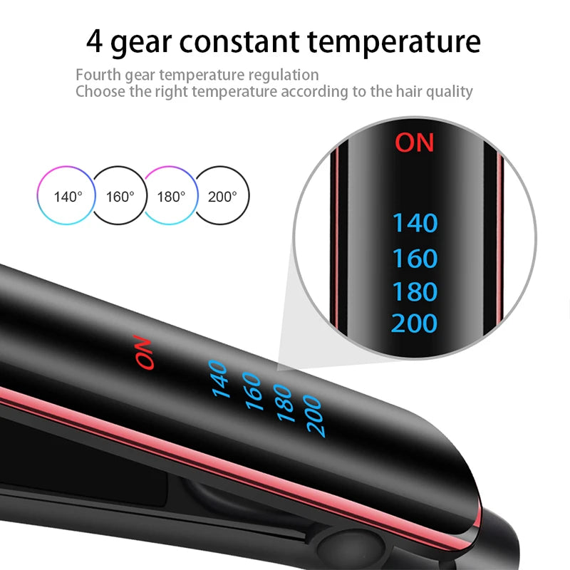 Professional Ceramic Ionic Hair Straightener Fast Heat Flat Iron Negative Ion LCD Display