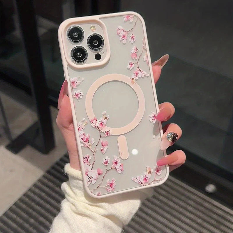 Pink Cherry Elegant Floral Background Design Magnetic iPhone Case