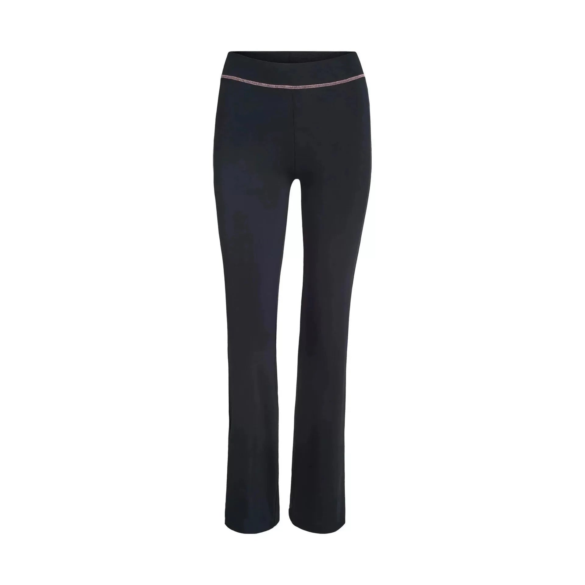 Women Zip Up Long Sleeve Spring Top with Low Waist Flared Pants Two Piece Outfit