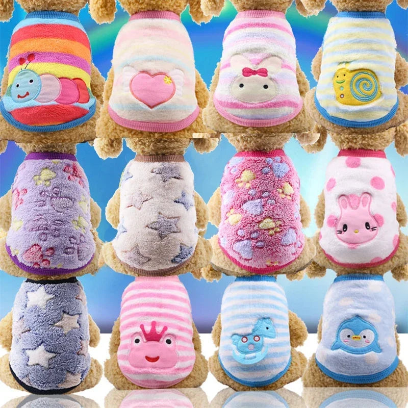 Winter Fleece Dog Vest Cartoon Pet Shirt