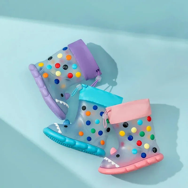 Kids Cartoon Rain Boots Waterproof Non Slip PVC Shoes for Boys Girls
