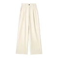Women High Waist Striped Wide Leg Suit Pants Office Casual Trousers