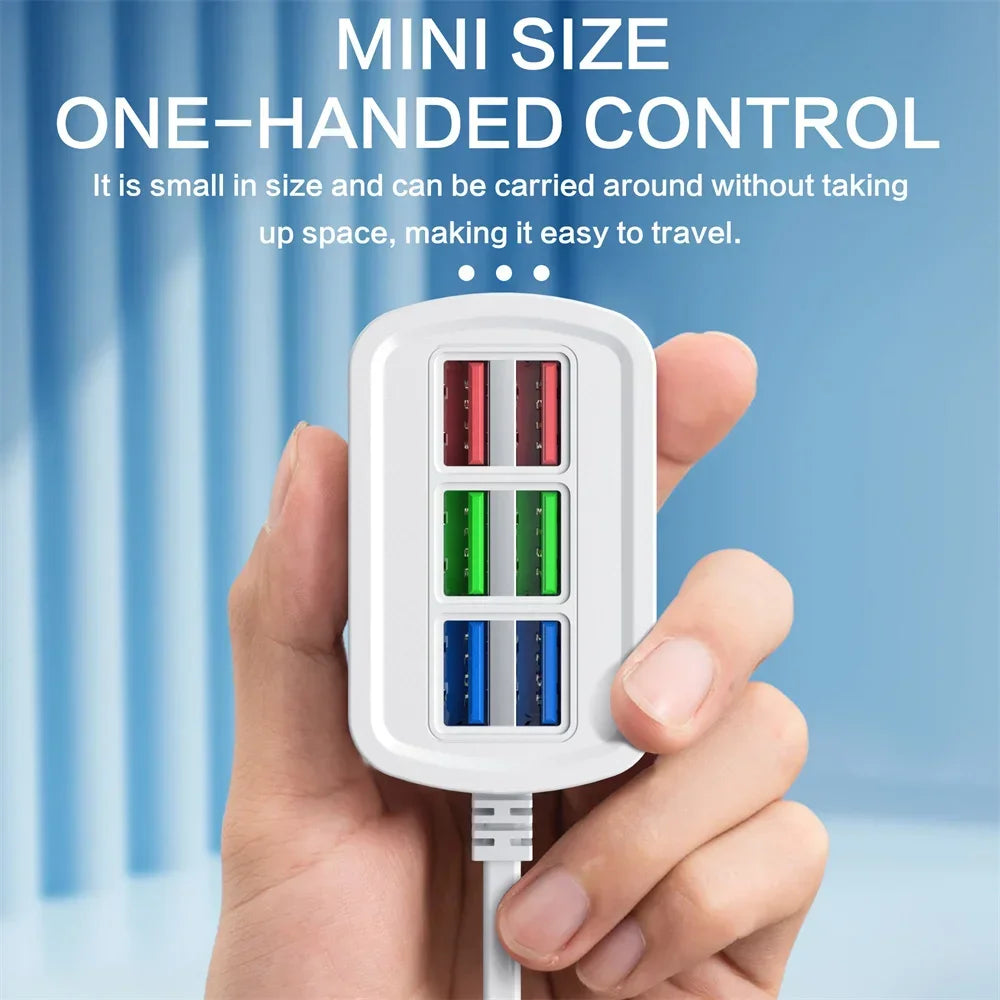 6 in 1 USB Charging Station Fast Charger Power Strip for iPhone 16 Home Desktop