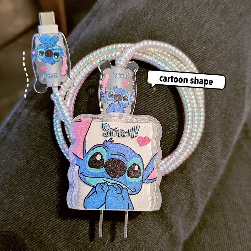 Cartoon Stitch Charger Cable Protector Case for iPhone Fast Charging Cable Winder