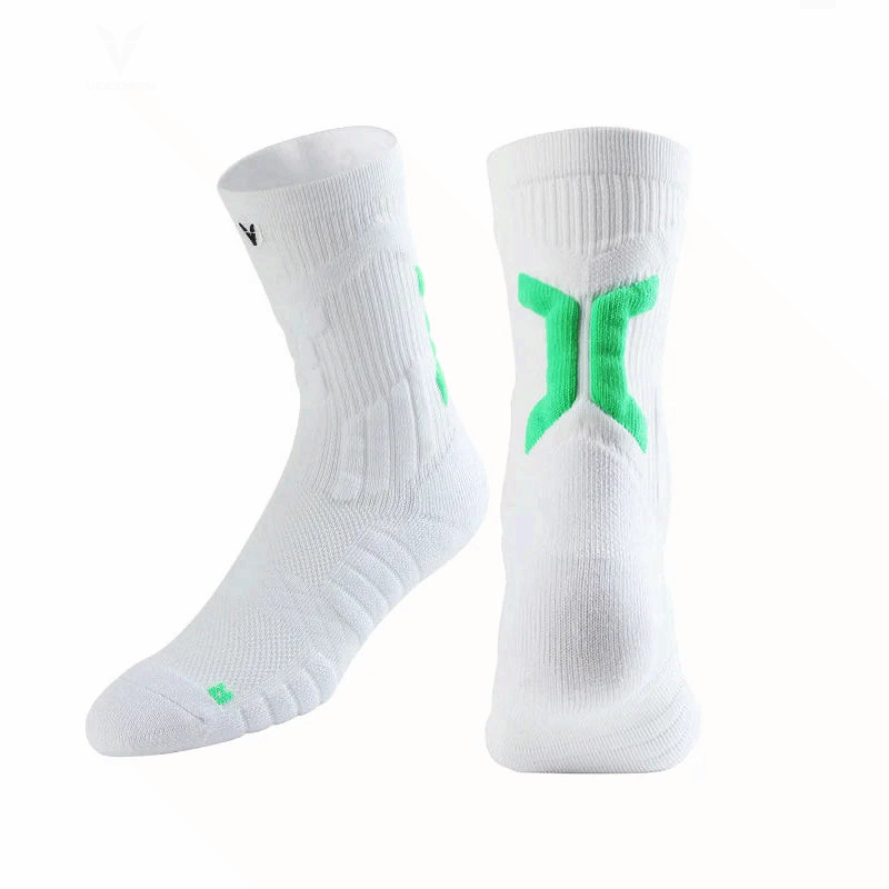 Veidoorn Sport Socks Mid Calf Thick Cushion Non Slip Running Basketball Cycling Socks