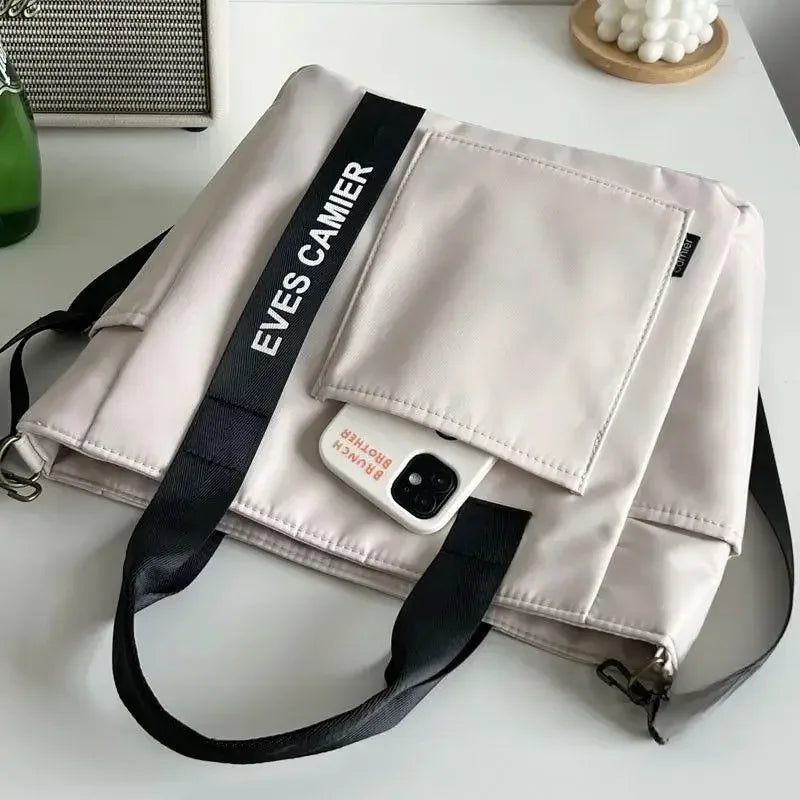 Waterproof Canvas Large Capacity Tote Shoulder Bag Casual Messenger School Bag