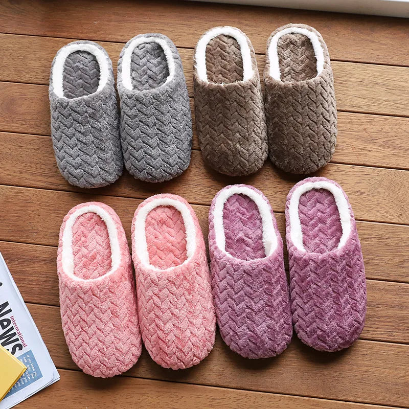 Fluffy Home Slippers Warm Plush Indoor Shoes Non Slip Cozy Winter Slippers Women Men