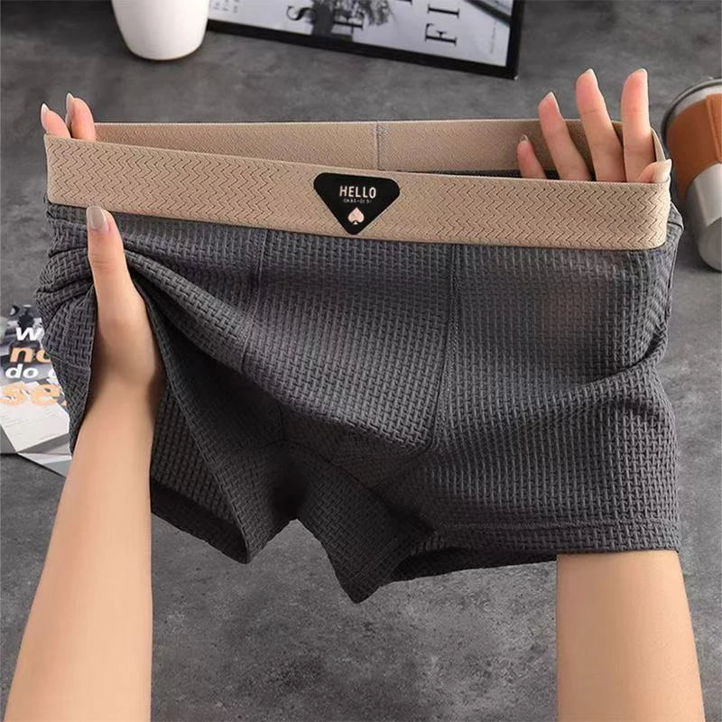 4 Pack Men Ice Silk Boxer Shorts Breathable Plus Size Underwear