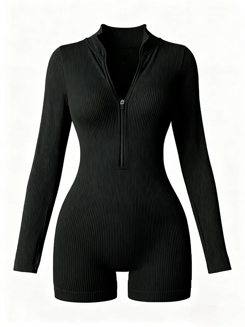 Women Ribbed Knit Short Sleeve Romper Jumpsuit