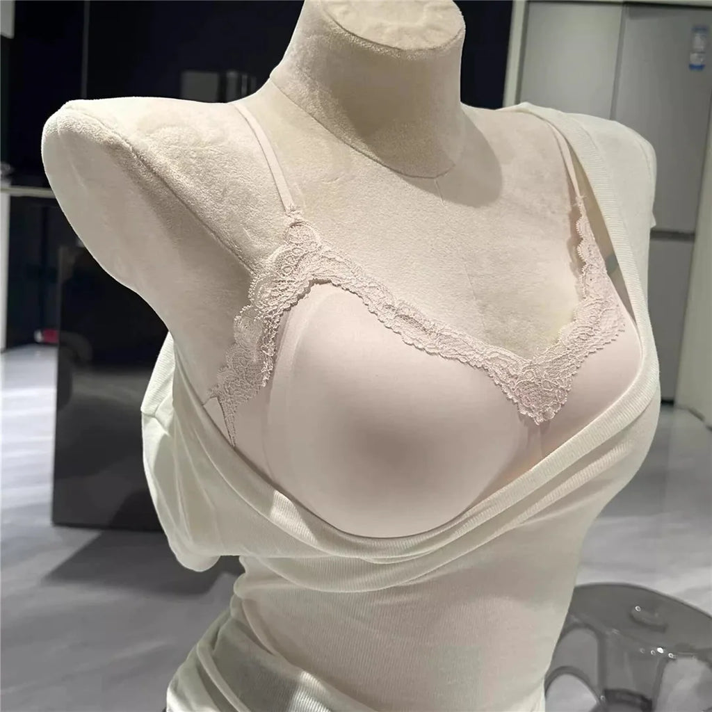 Women Seamless Lace Bralette Thin Strap Jelly Strip Vest Bra Sexy Underwear