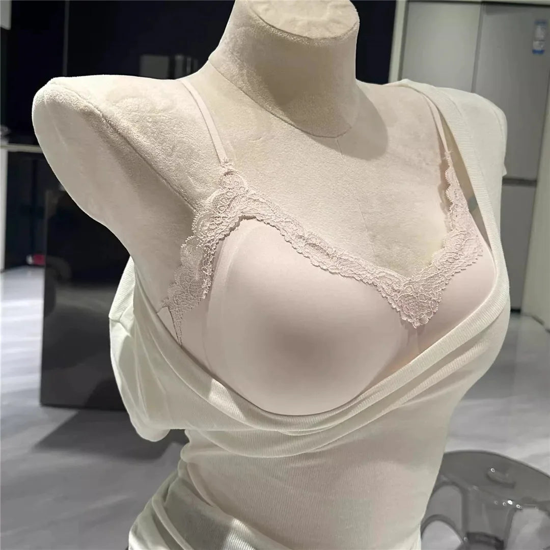 Women Seamless Lace Bralette Thin Strap Jelly Strip Vest Bra Sexy Underwear