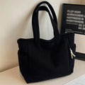 Corduroy Shoulder Handbag Large Capacity Zipper Casual Daily Tote Bag