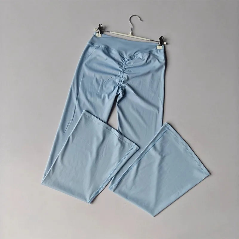 Women High Waist Flare Yoga Leggings V Cross Bell Bottom Pants